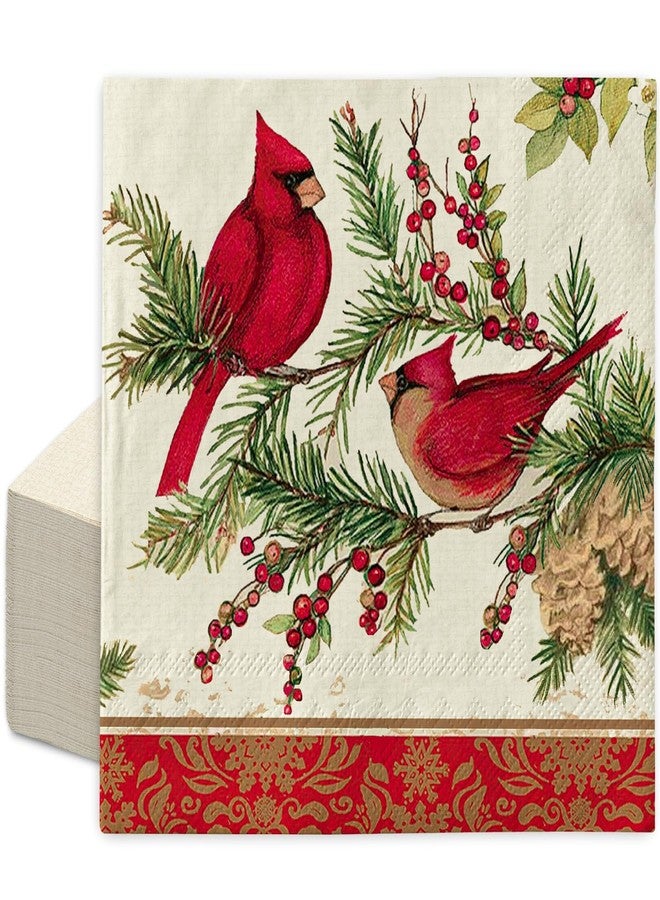 JarThenaAMCS 80 Pcs Christmas Luncheon Napkins Disposable Paper Napkin Decorative Cardinal Pine Cone Dessert Dinner Hand Napkin for Xmas Winter Home Party Table Supplies Decor - Image 1